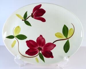 Vintage Stetson Rio Meadow Rose 12" Oval Serving Platter Hand Painted MCM